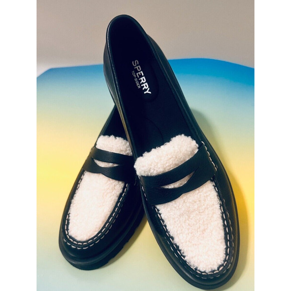 Sperry Shoes - Sperry Top-Spider Chunky Penny Womens Loafers Black Flat Casual Shoes Slip On